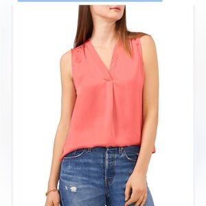 Vince Camuto Coral V-Neck Blouse Coral Pink